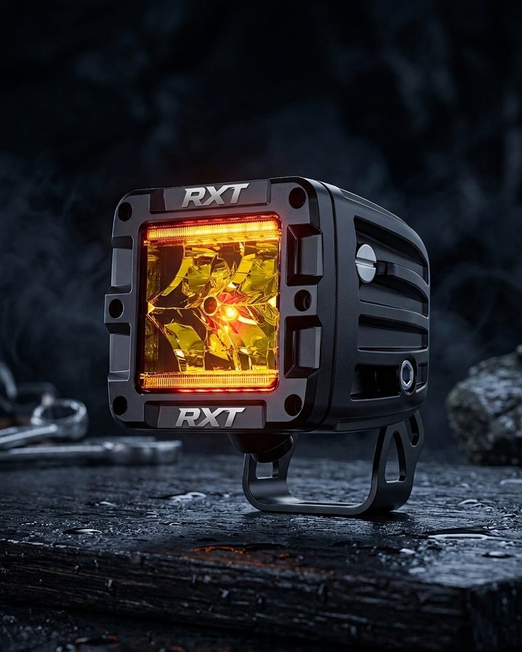 RXT Fog-Series 3" amber LED pod with top and bottom amber DRL strips