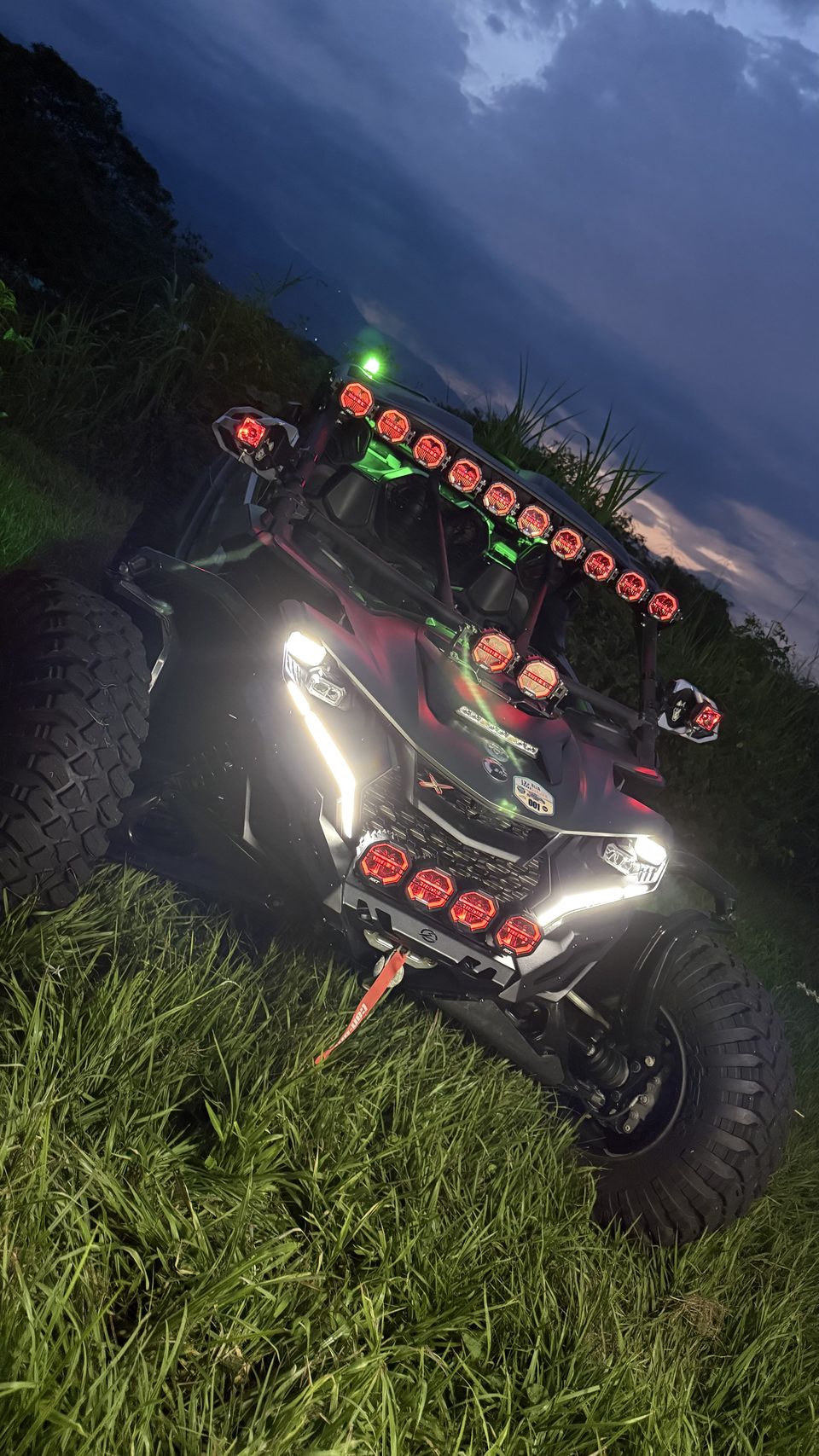 Race red RGB halo on an RXT-equipped UTV
